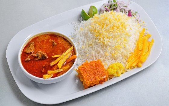 چلو خورشت قیمه سیب زمینی