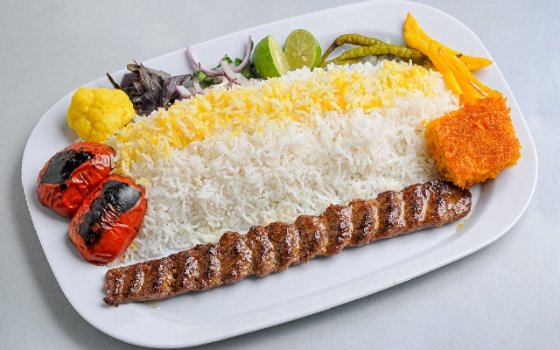 چلو کوبیده تک سیخ
