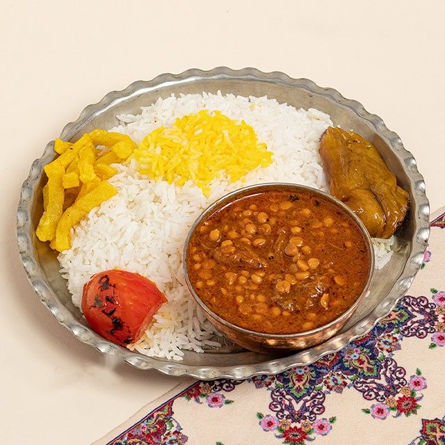چلو خورشت قیمه بادمجان نقلی