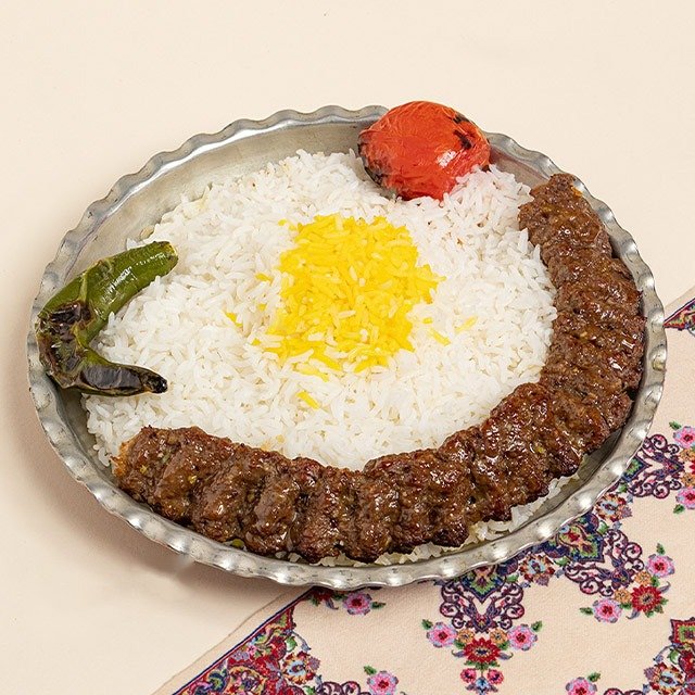 چلو کباب کوبیده نقلی