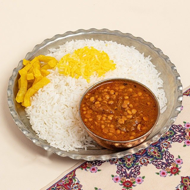 چلو خورشت قیمه سیب زمینی نقلی
